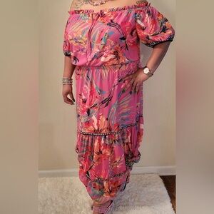 Jealous Tomato Pink and Multicolor Dress